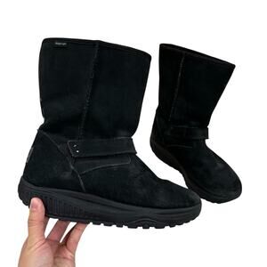 Skechers Shape-Ups Black Suede Tall Boots Women's 8 Winter Snow Outdoor